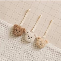 baby pacifier holder chains cute teddy, embroidered bear face, moon clip, newborn accessories, toddler comforter