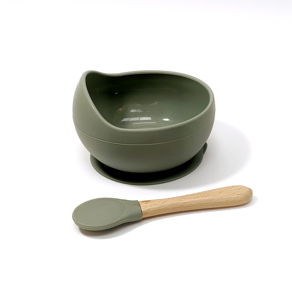 Spillproof Silicone Feeding Bowl Baby Tableware Food Grade Silicone Childrens Dinner Spoon 1