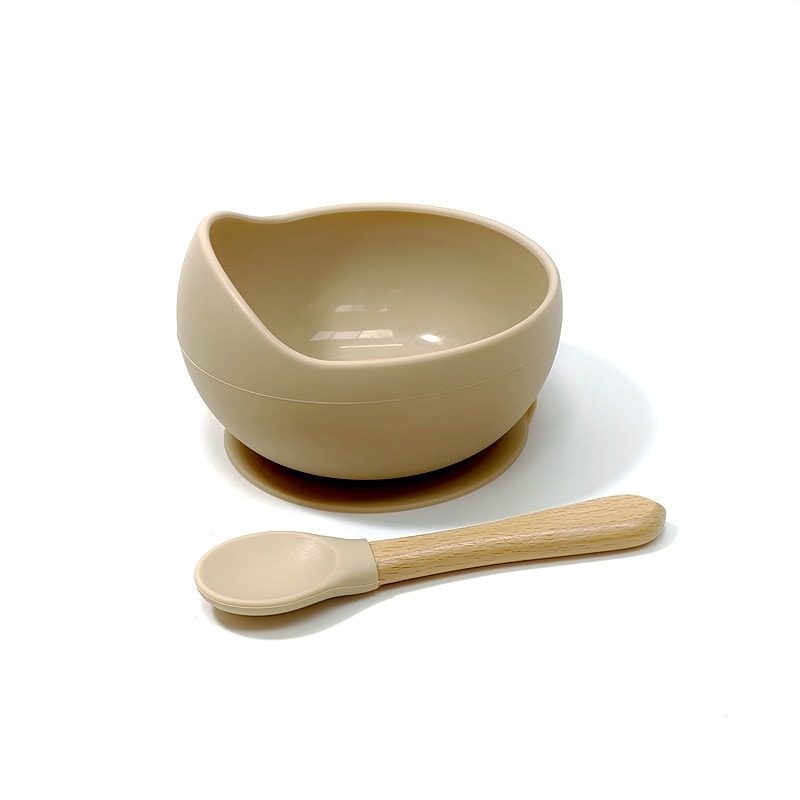 Spillproof Silicone Feeding Bowl Baby Tableware Food Grade Silicone Childrens Dinner Spoon 3