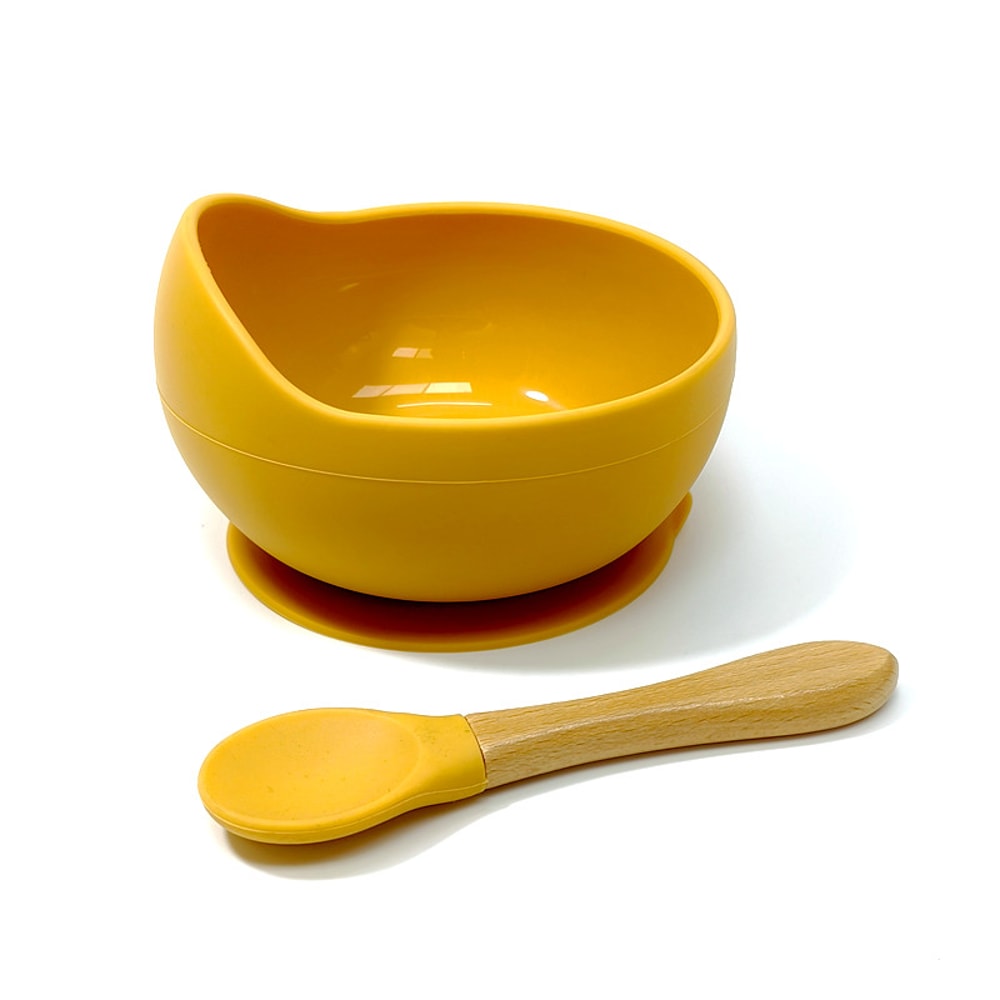 Spillproof Silicone Feeding Bowl Baby Tableware Food Grade Silicone Childrens Dinner Spoon 4