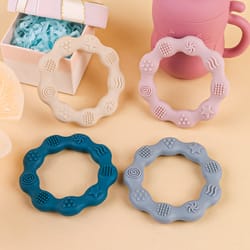 food grade baby silicone teething ring bpa free cartoon silicone teether for newborns