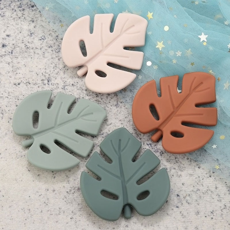 BPAFree Baby Silicone Leaf Teether Beads Silicone Chewable Pacifier Chain Leaves For DIY Accessorie 2