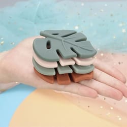 bpa-free baby silicone leaf teether beads, silicone chewable pacifier chain, leaves for diy accessories