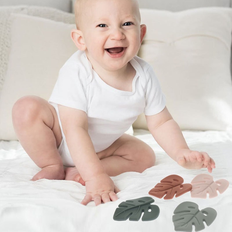 BPAFree Baby Silicone Leaf Teether Beads Silicone Chewable Pacifier Chain Leaves For DIY Accessorie 4