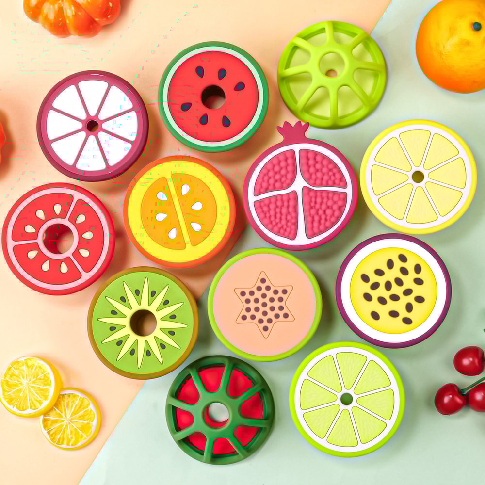 Kids Sensory Teether Silicone Fruit Shape Teething Toy Gum Pain Relief 0