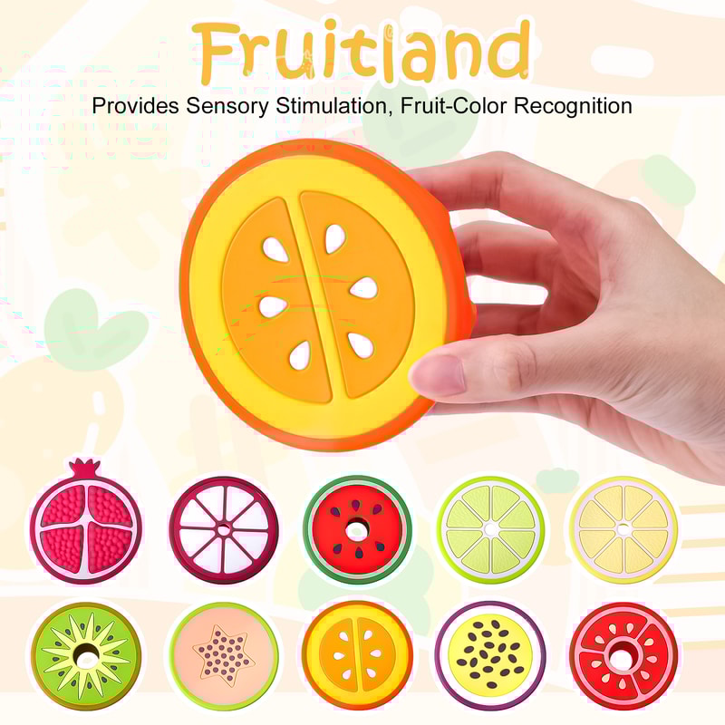 Kids Sensory Teether Silicone Fruit Shape Teething Toy Gum Pain Relief 3