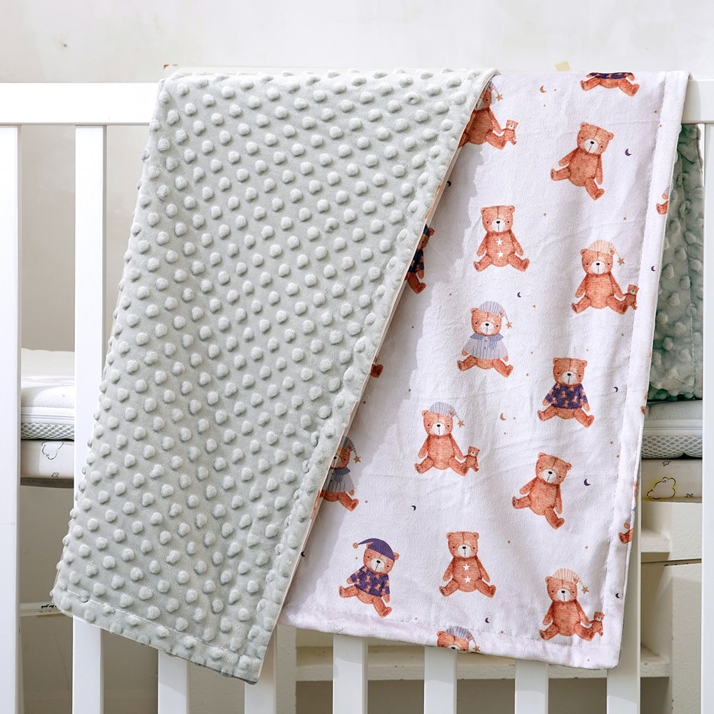 Multicolor Printed Baby Blanket, Soft Plush Minky with Double Layer Dotted Backing for Toddlers