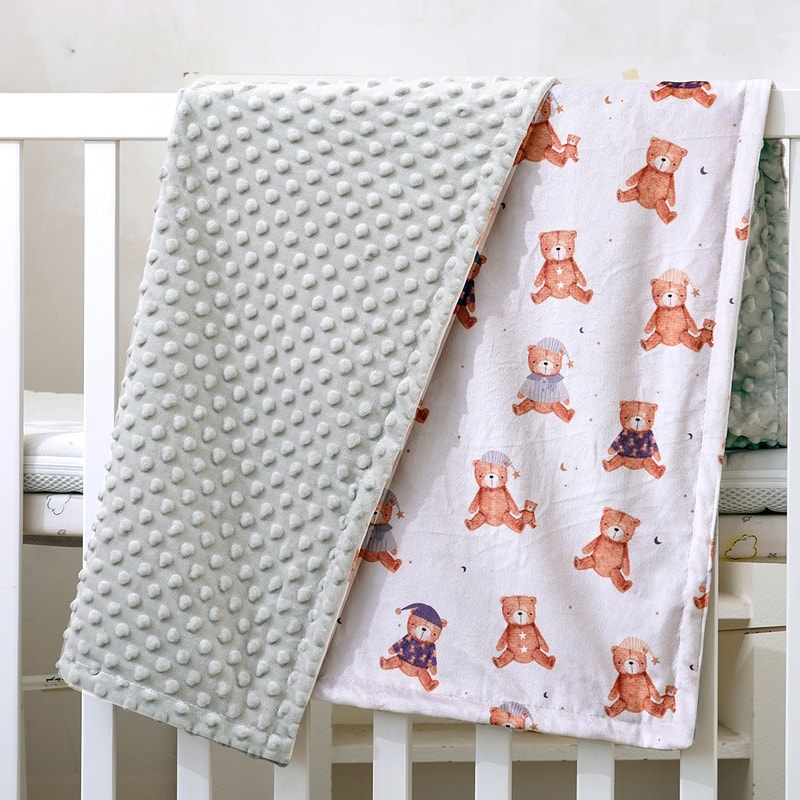 Multicolor Printed Baby Blanket, Soft Plush Minky with Double Layer Dotted Backing for Toddlers