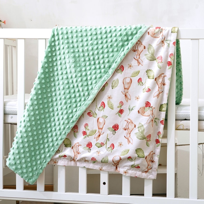 Multicolor Printed Baby Blanket, Soft Plush Minky with Double Layer Dotted Backing for Toddlers