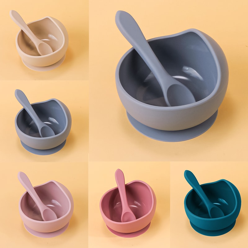 Silicone Sucker Bowl For Infant Feeding Baby Training Bowls Learning To Eat And Supplementary Food 5