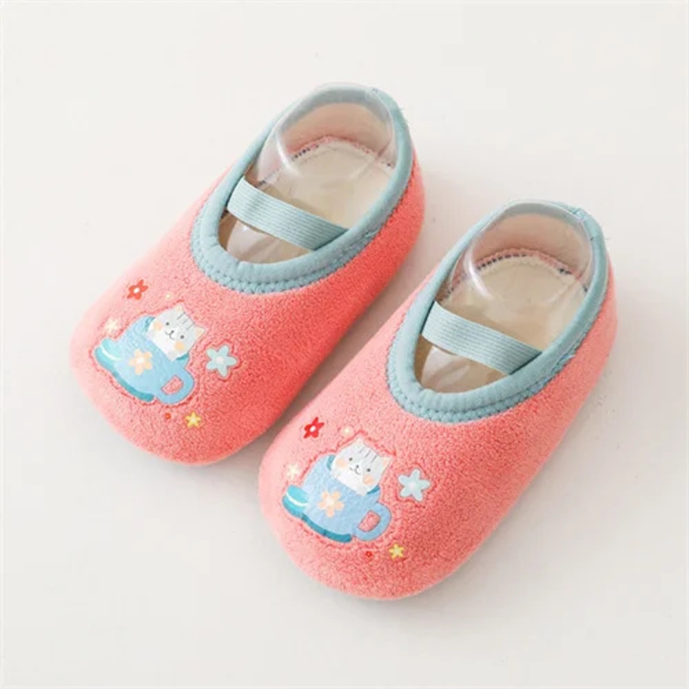 Anti Slip Newborn Baby Shoes Cartoon Slippers For Boys Girls Rubber Sole Winter First Walk Shoes In 6