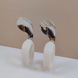 easy grip training elbow fork spoon short handle silicone baby utensils