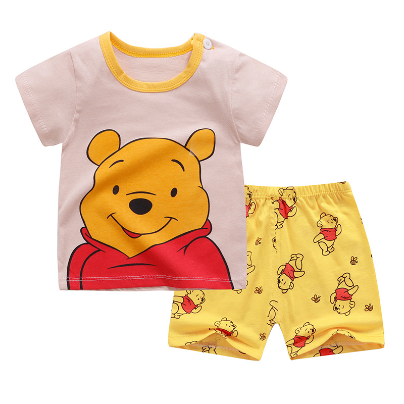 Cartoon Fashion Baby Boys Tracksuit Summer Clothing Winnie Pooh Short Sleeve Tshirt And Shorts Set 0