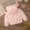 Baby Girl Pink Plush Coat Lovely Zipper Hooded Long Sleeved Jacket Girl Autumn Winter Keep Warm Clo 2
