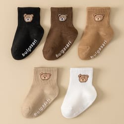 unisex baby ankle socks, pairs kids non-slip socks with cute bear design, perfect for all seasons