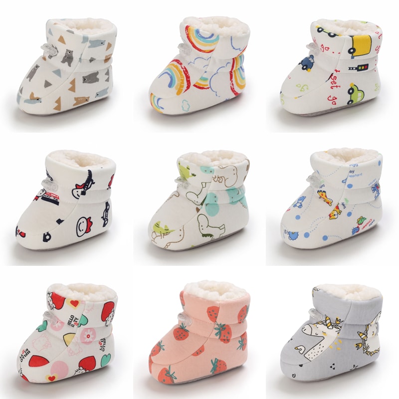 Newborn Winter Snow Boots Boys And Girls Soft Warm Cartoon Printed Baby Fashion Boots 0