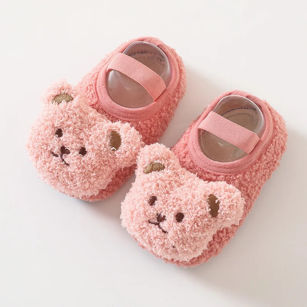 Newborn Cartoon Bear Shoes Plush Winter Soft Soled Infant Walkers 7