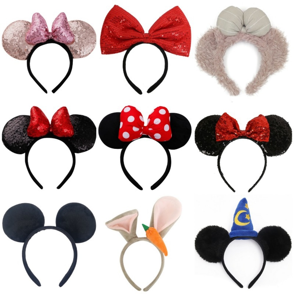Big Ear Plush Hair Hoop Disney Mickey Mouse Polka Dot Bow Head Ornament Minnie Hair Hoop 0