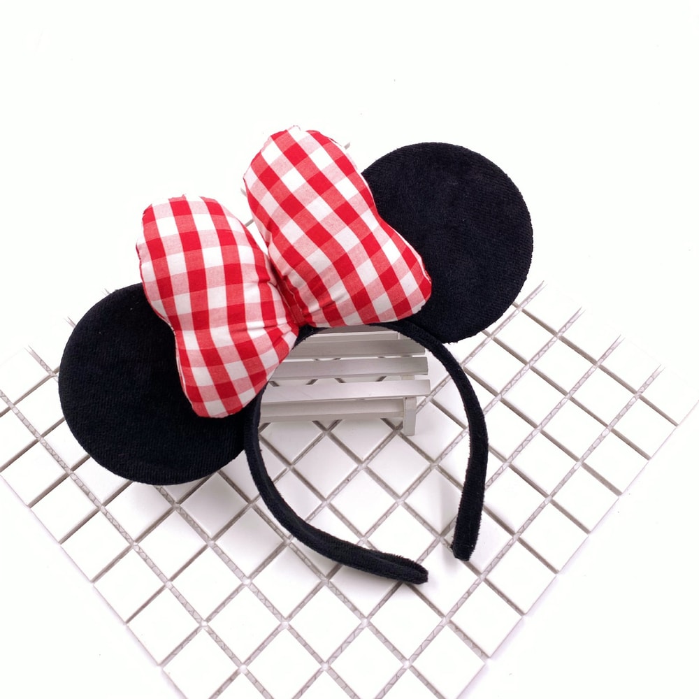 Big Ear Plush Hair Hoop Disney Mickey Mouse Polka Dot Bow Head Ornament Minnie Hair Hoop 1