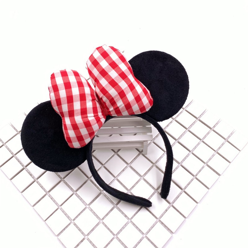 Big Ear Plush Hair Hoop Disney Mickey Mouse Polka Dot Bow Head Ornament Minnie Hair Hoop 1