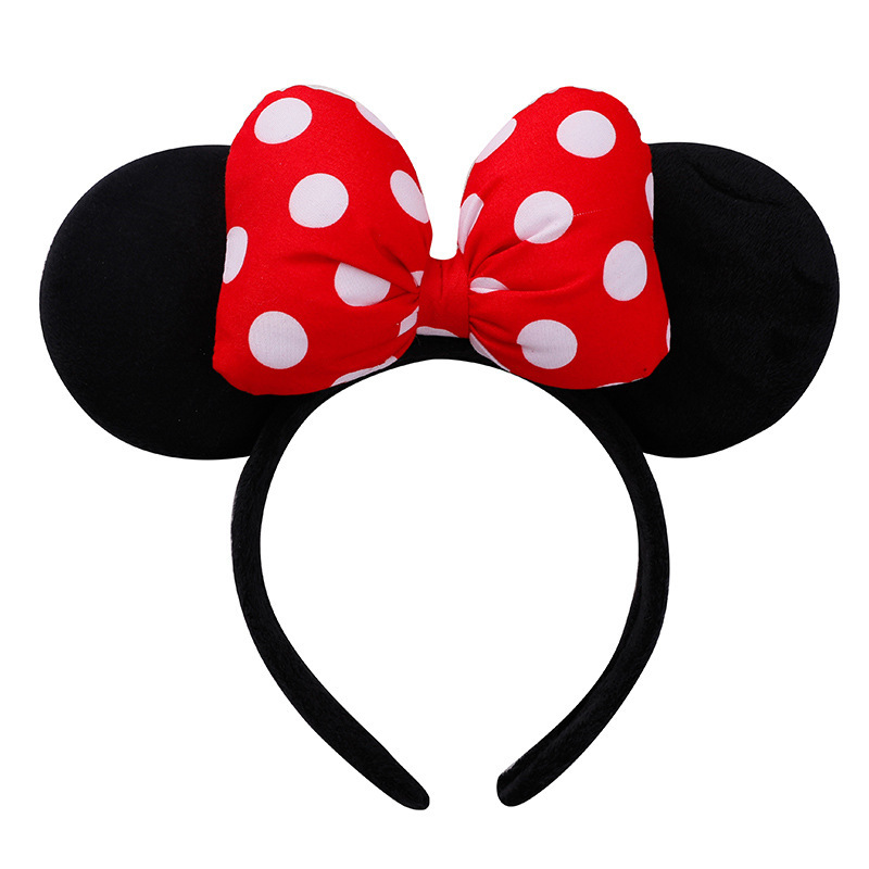 Big Ear Plush Hair Hoop Disney Mickey Mouse Polka Dot Bow Head Ornament Minnie Hair Hoop 3