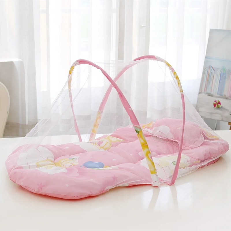 Foldable Baby Crib Netting Polyester Mosquito Net With Pillow And Padding 4