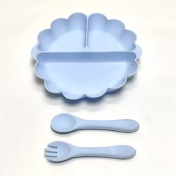 children's silicone dinner plate set, fruit plate with convenient desktop adsorption, safe tableware