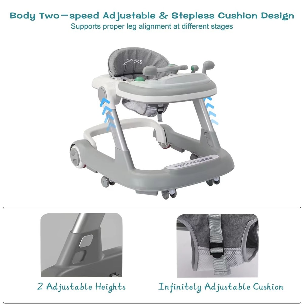 Toddler Baby Push Walker With Removable Music Tray Foldable Design And Feeding Tray 10