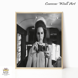 Lana Del Rey Merch Print Singer Music Canvas Black and White Retro Vintage Camera Photography Canvas Framed Feminist Tre