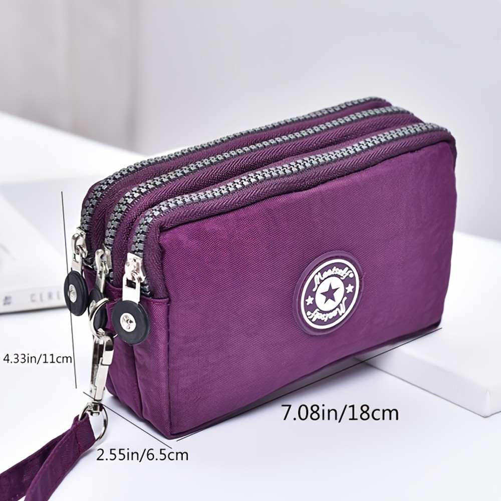 Women's handbag, Thickened three-layer long, Wrist mobile phone bag, Cute washable cloth, zipper pocket purse