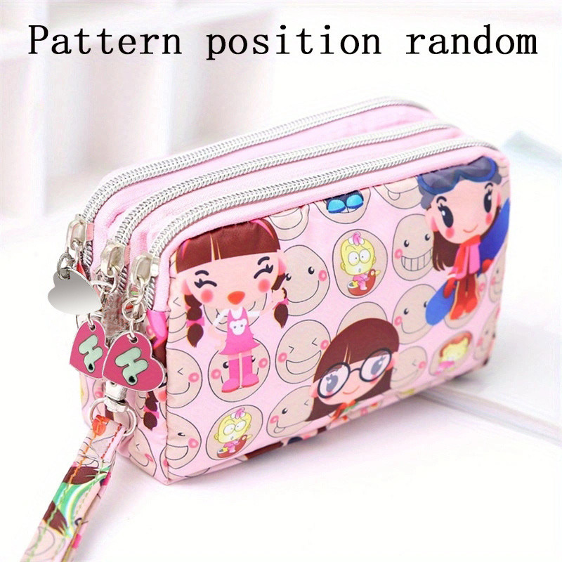 Women's handbag, Thickened three-layer long, Wrist mobile phone bag, Cute washable cloth, zipper pocket purse
