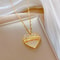 Shiny Zircon Geometric Heart, Necklace For Women, Classic Gold Color Stainless, Pendant Necklaces, Jewelry Gift