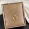 Shiny Zircon Geometric Heart, Necklace For Women, Classic Gold Color Stainless, Pendant Necklaces, Jewelry Gift