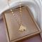 Shiny Zircon Geometric Heart, Necklace For Women, Classic Gold Color Stainless, Pendant Necklaces, Jewelry Gift