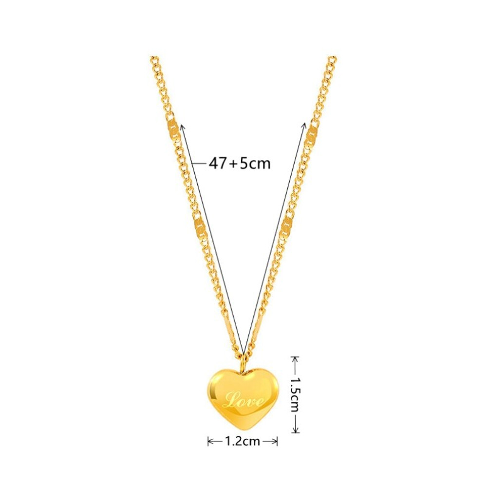 Ms Simple Fashion Peach 1pcs Goldcolor Necklace Collarbone Chain Holiday Gifts Heart Engraved Love 5