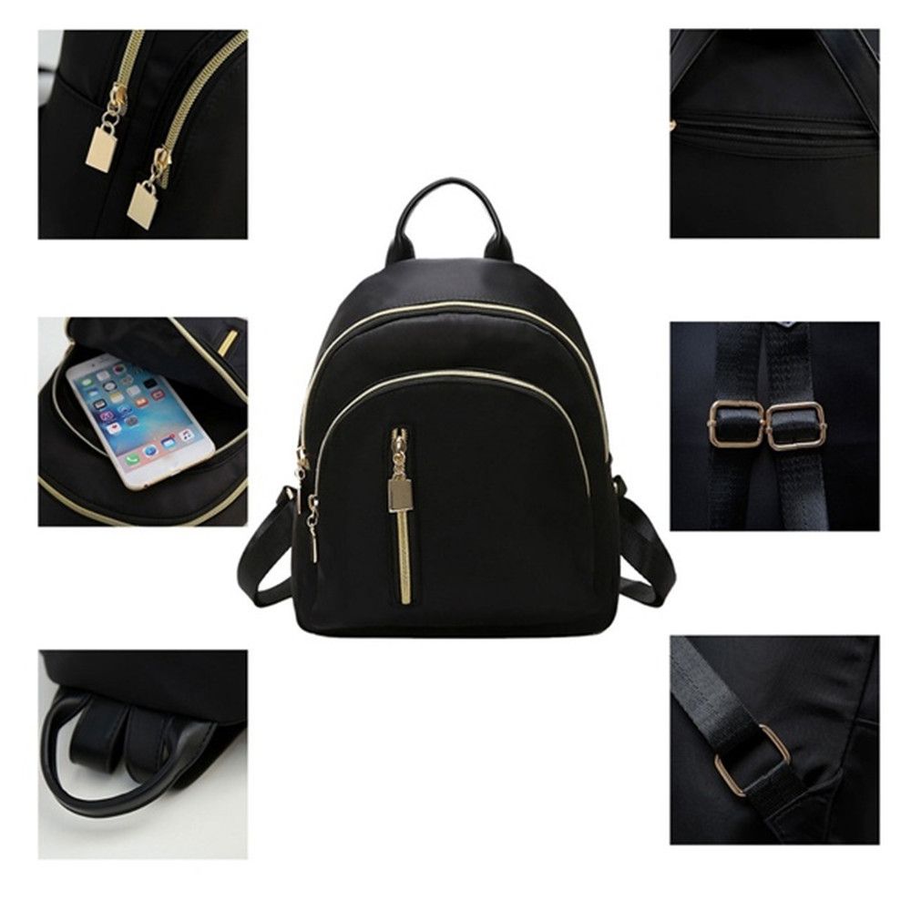 Fashion Oxford Mini Backpack Womens Multi Function Daypack Cute Travel Purse Black Shoulder Bag For 1