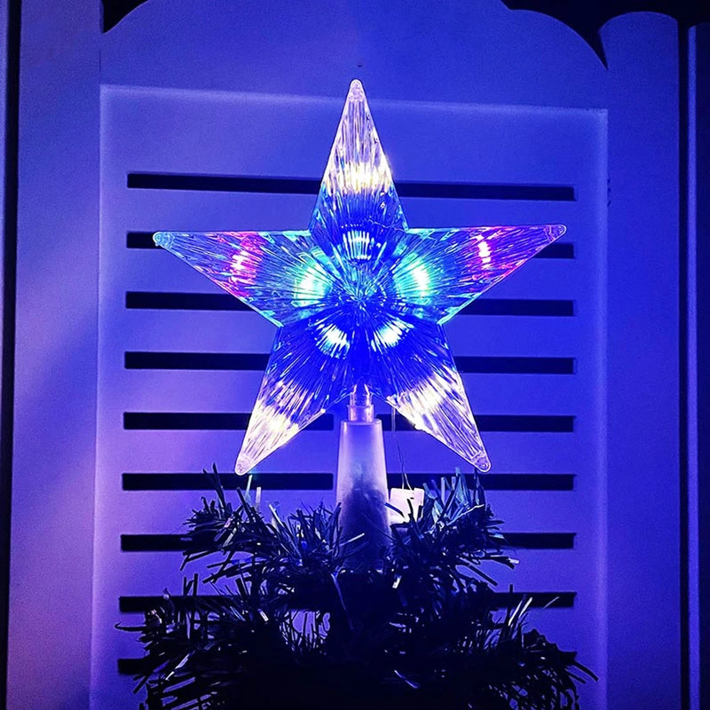 LED Glowing Star Lamp 15cm Christmas Tree Top Star Light Home Tree Decoration Navidad Noel Party Su 1