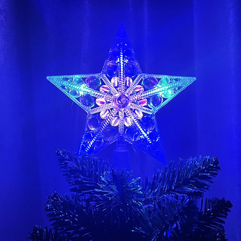 LED Glowing Star Lamp 15cm Christmas Tree Top Star Light Home Tree Decoration Navidad Noel Party Su 6