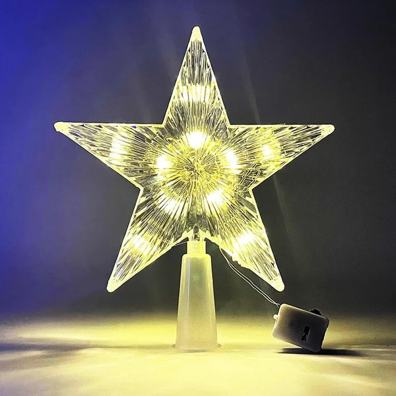 LED Glowing Star Lamp 15cm Christmas Tree Top Star Light Home Tree Decoration Navidad Noel Party Su 8