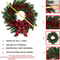 Artificial Christmas Wreath, Red Berries and Black Red Checkered Ribbon, Christmas Door Decoration