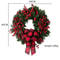Artificial Christmas Wreath, Red Berries and Black Red Checkered Ribbon, Christmas Door Decoration