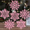 Christmas Tree Hollow Snowflake, Pink Glitter, Plastic Decorations, Pendants, New Year Party Festival Supplies