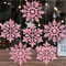 Christmas Tree Hollow Snowflake, Pink Glitter, Plastic Decorations, Pendants, New Year Party Festival Supplies