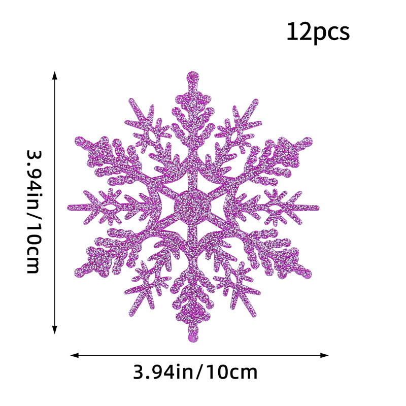 Christmas Tree Hollow Snowflake, Pink Glitter, Plastic Decorations, Pendants, New Year Party Festival Supplies
