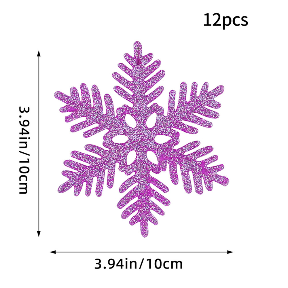 Christmas Tree Hollow Snowflake, Pink Glitter, Plastic Decorations, Pendants, New Year Party Festival Supplies