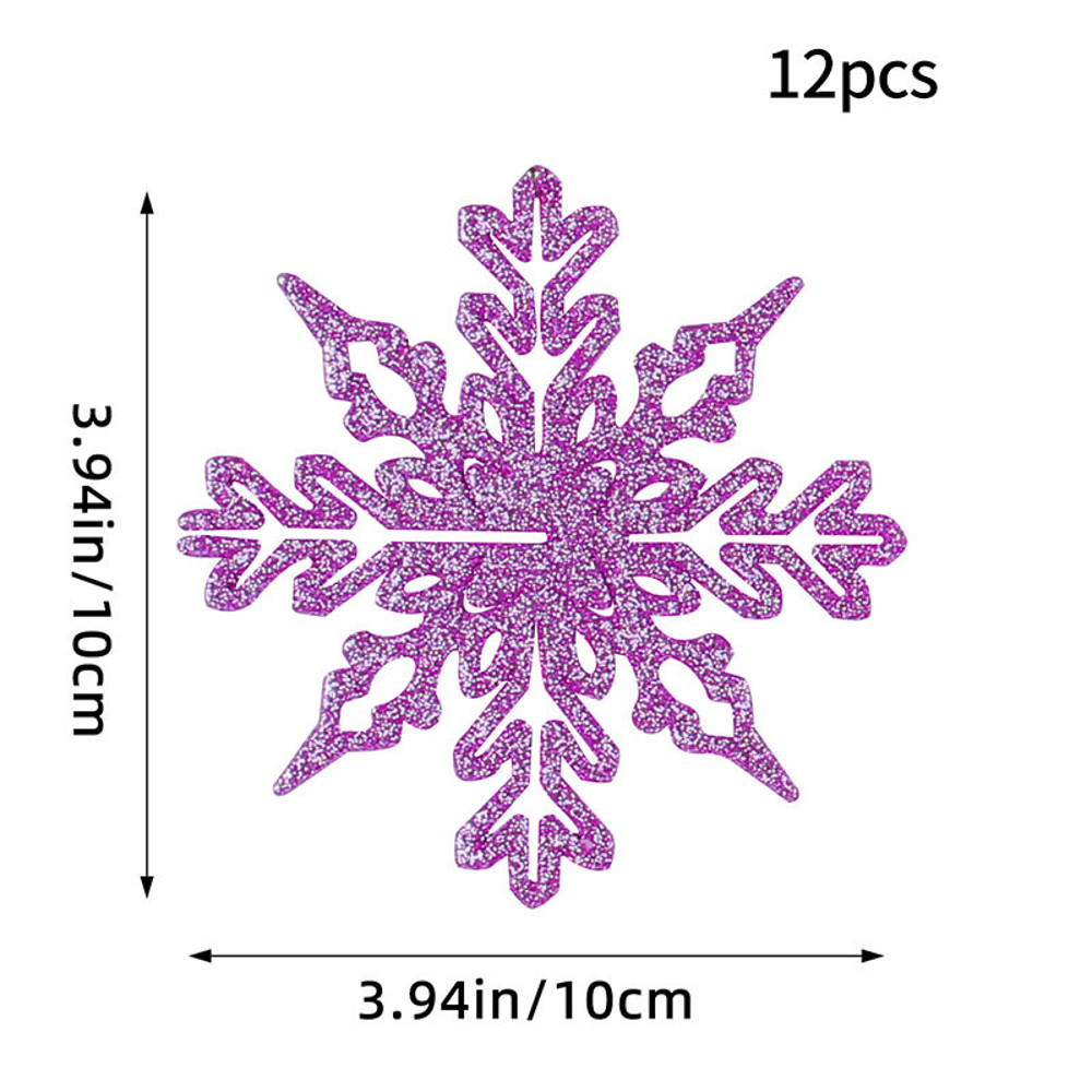 Christmas Tree Hollow Snowflake, Pink Glitter, Plastic Decorations, Pendants, New Year Party Festival Supplies
