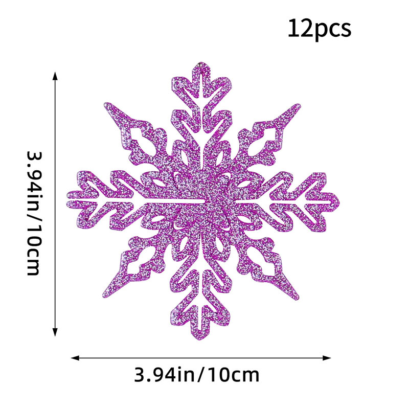 Christmas Tree Hollow Snowflake, Pink Glitter, Plastic Decorations, Pendants, New Year Party Festival Supplies