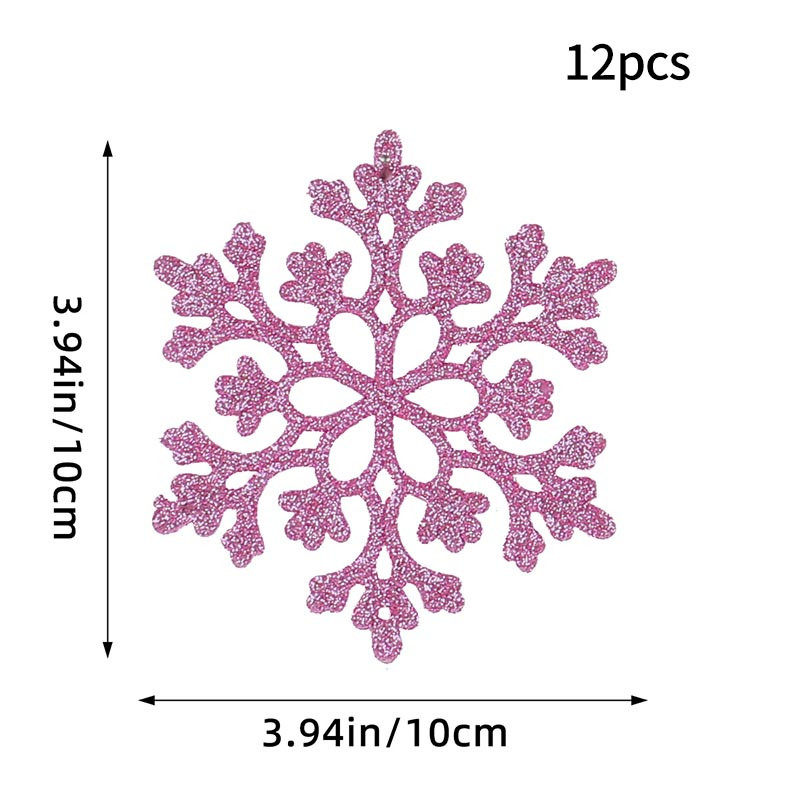Christmas Tree Hollow Snowflake, Pink Glitter, Plastic Decorations, Pendants, New Year Party Festival Supplies