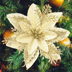 flower christmas tree, christmas golden glitter, decoration ornaments color, glitter home party decoration supp