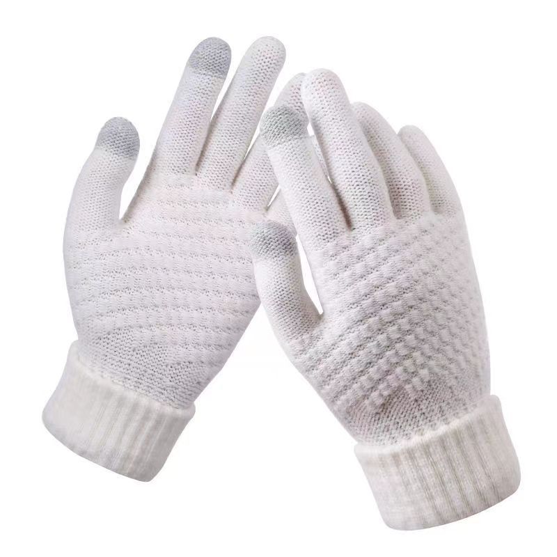 Touch Screen Gloves Warm Winter Women Men Full Finger Outdoor Cycling Classical Knit Mittens Wool D 6